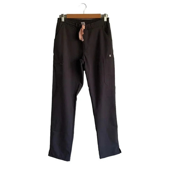 Figs Technical Scrub Pants Yola  Dark Gray With Pink Tie Women's Size S - Picture 1 of 11